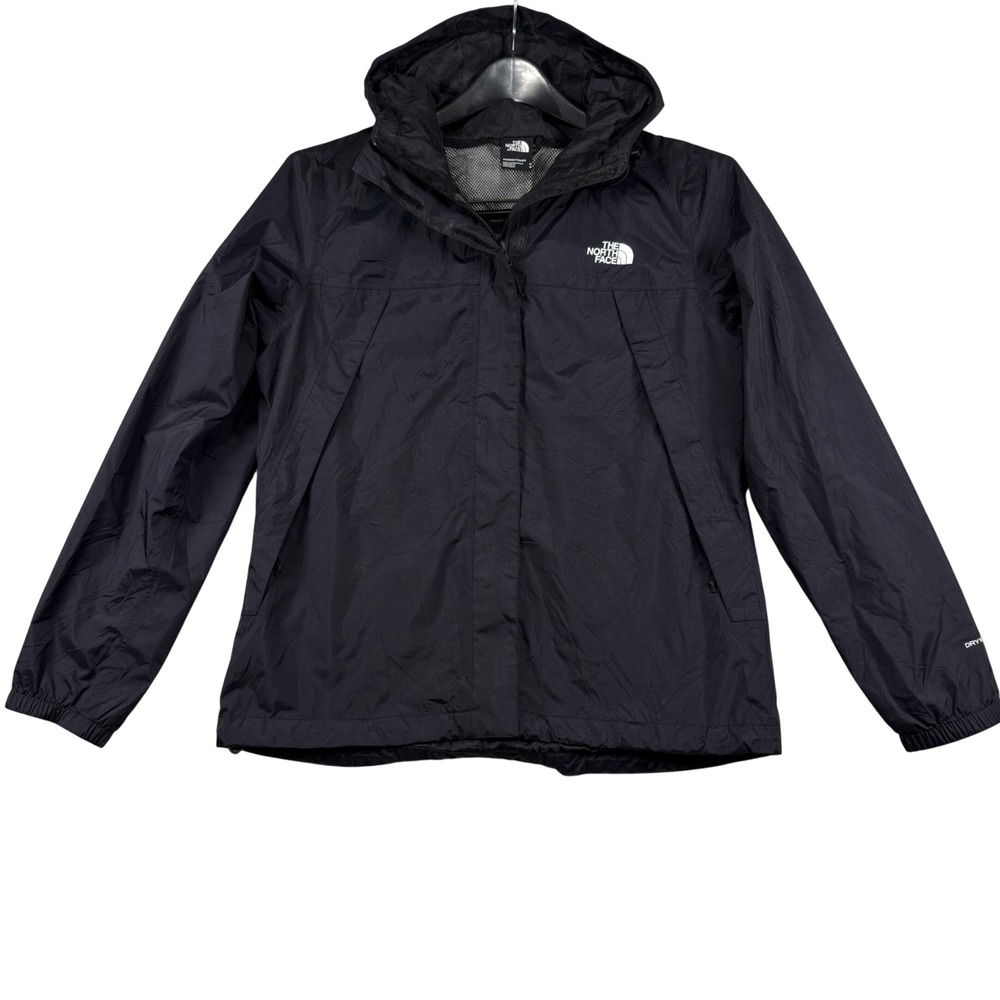 The North Face Rain Jacket Women M Black DryVent Hooded Full Zip Windbreaker